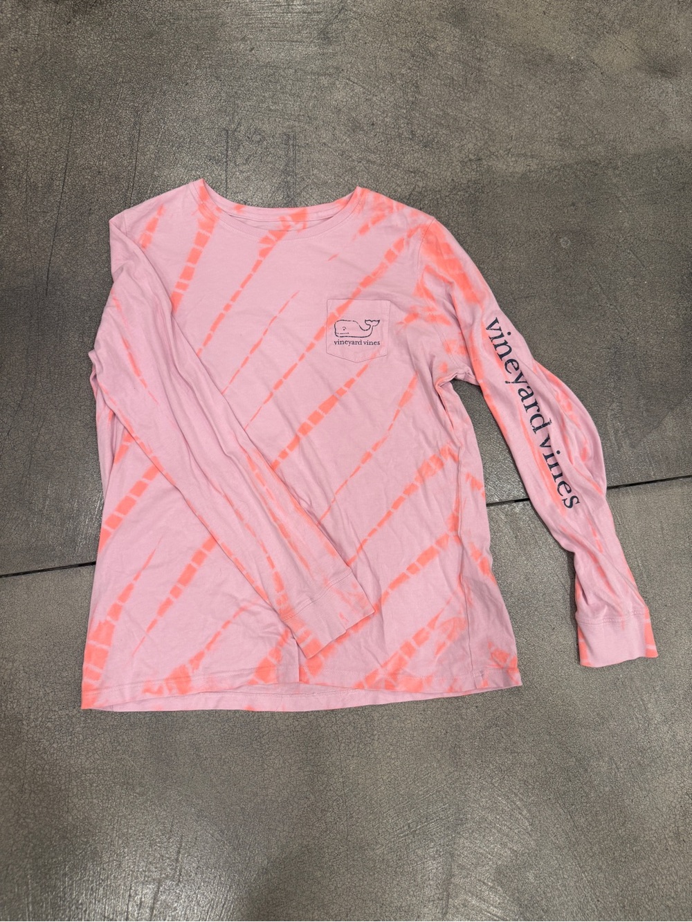 Vineyard Vines Pink & Coral Tie-Dye Long Sleeve Tee